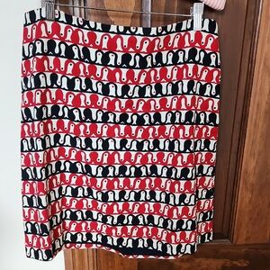 Talbots Red and Navy Graphic Skirt